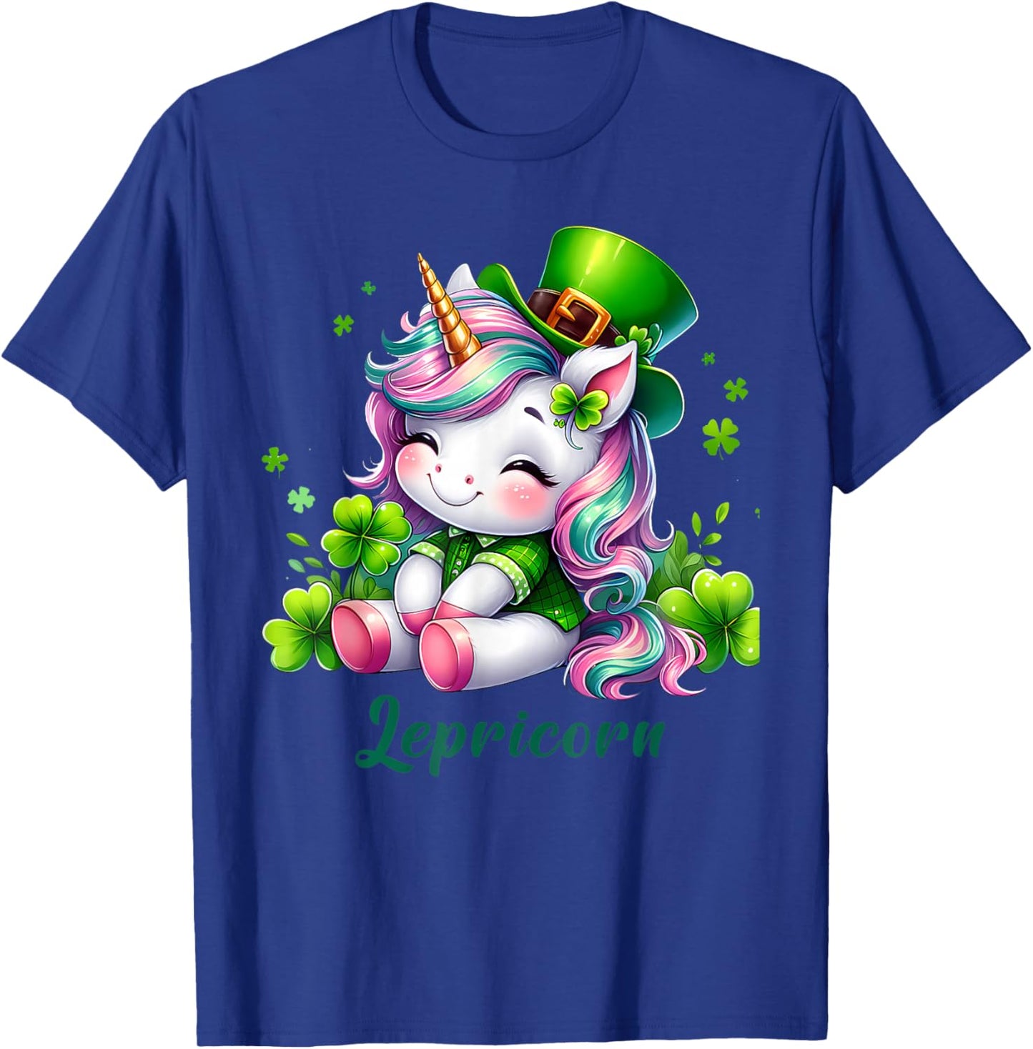 St Patricks Day Unicorn Cute Saint Pattys Girls Lepricorn T-Shirt - T-Shirt | Royal