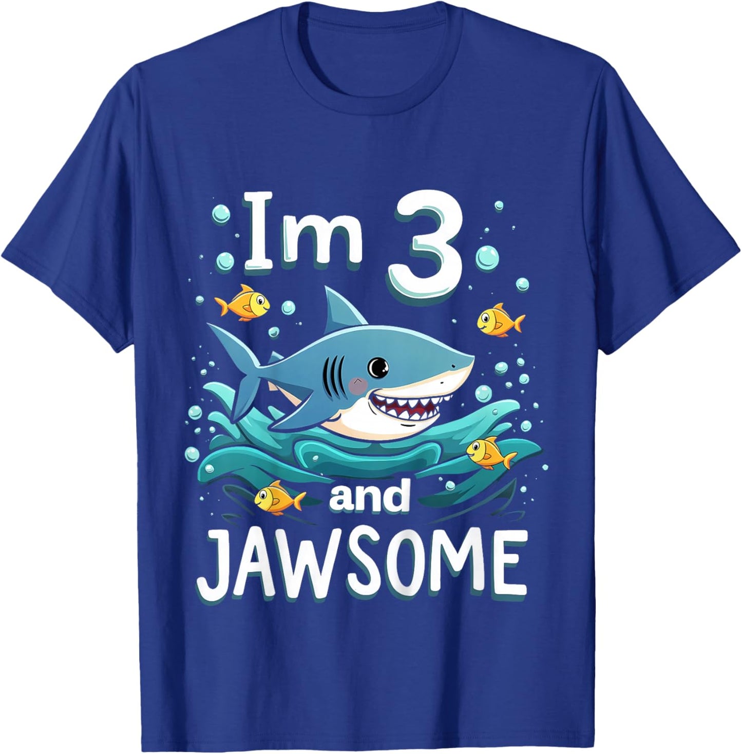 Kids I’m 3 and Jawsome Shark 3rd Birthday for Kids T-Shirt - T-Shirt | Royal