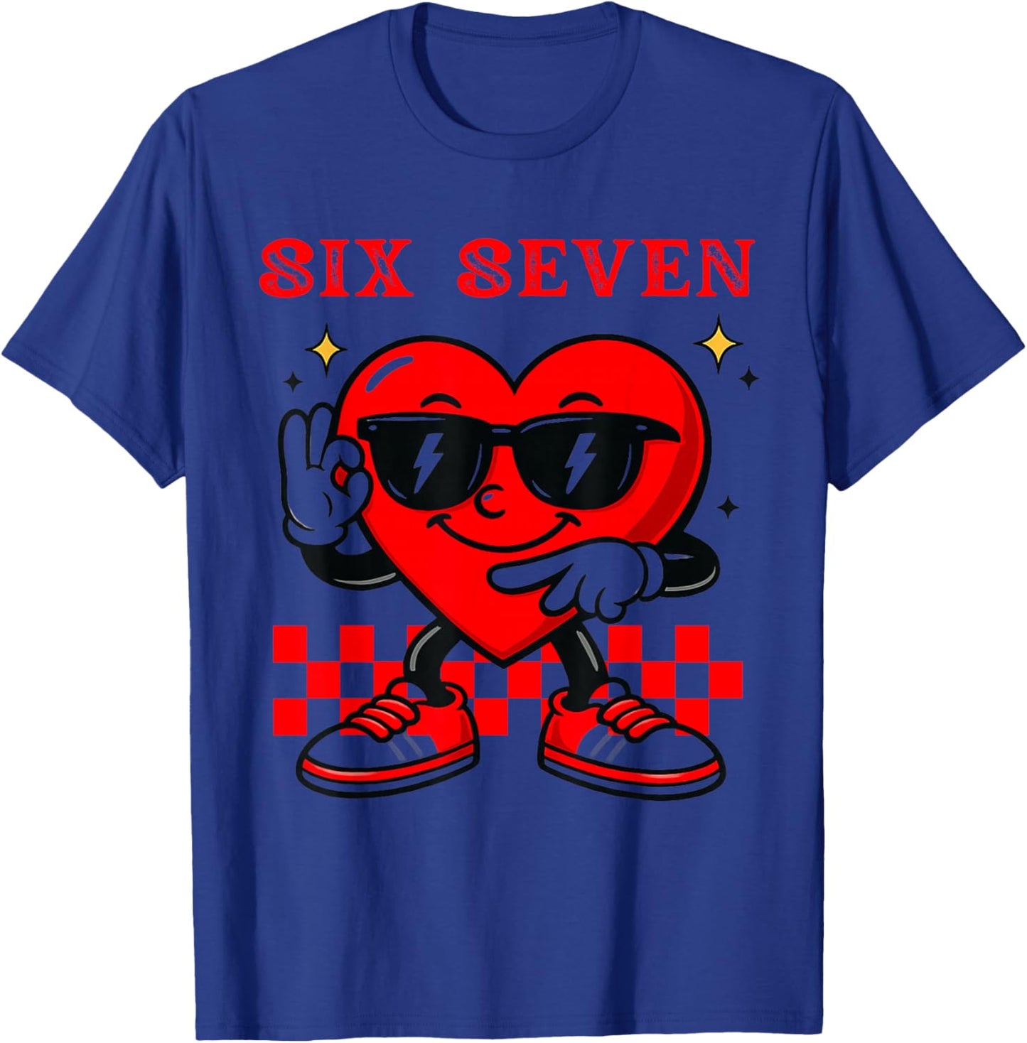 Groovy 6 7 Meme Heart Gen Alpha Six Seven 67 Valentine’s Day T-Shirt - T-Shirt | Royal