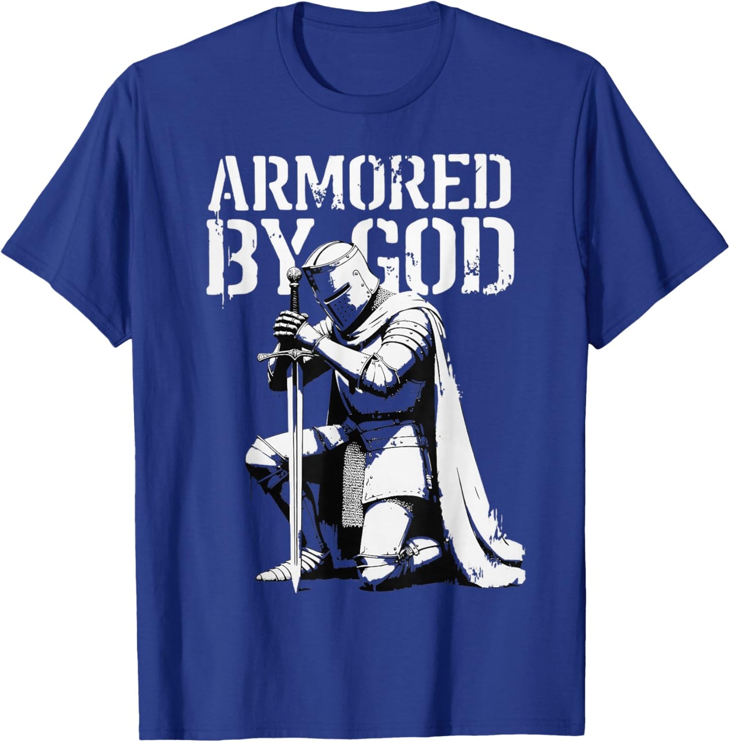 Vintage Christian Knight in Prayer Armored by God T-Shirt - T-Shirt | Royal