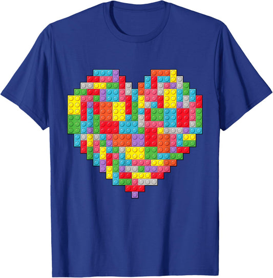 Master Builder Block Brick Building Heart Valentines Day Boy T-Shirt - T-Shirt | Royal