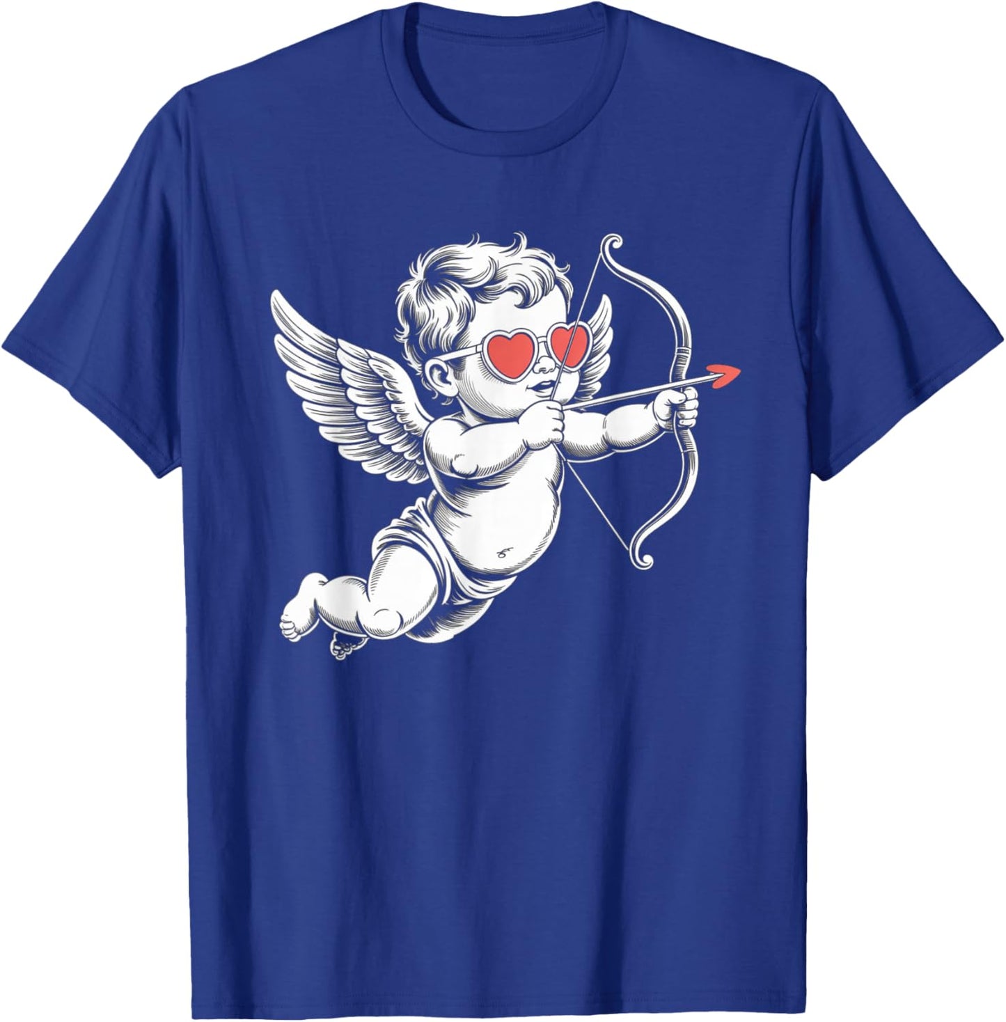 Valentines Day Cupid Angel with Heart Sunglasses T-Shirt - T-Shirt | Royal