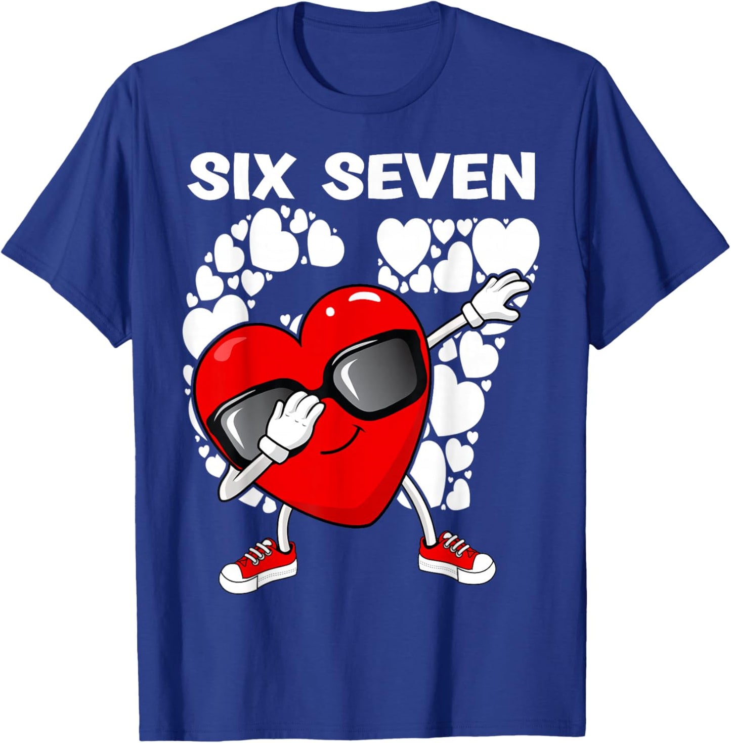 Valentines Day Boys Kids Girls Hearts Dabbing six Seven 67 T-Shirt - T-Shirt | Royal