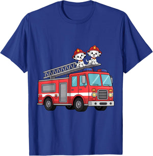 Fire Truck Firefighter Dalmatians Kids T-Shirt - T-Shirt | Royal
