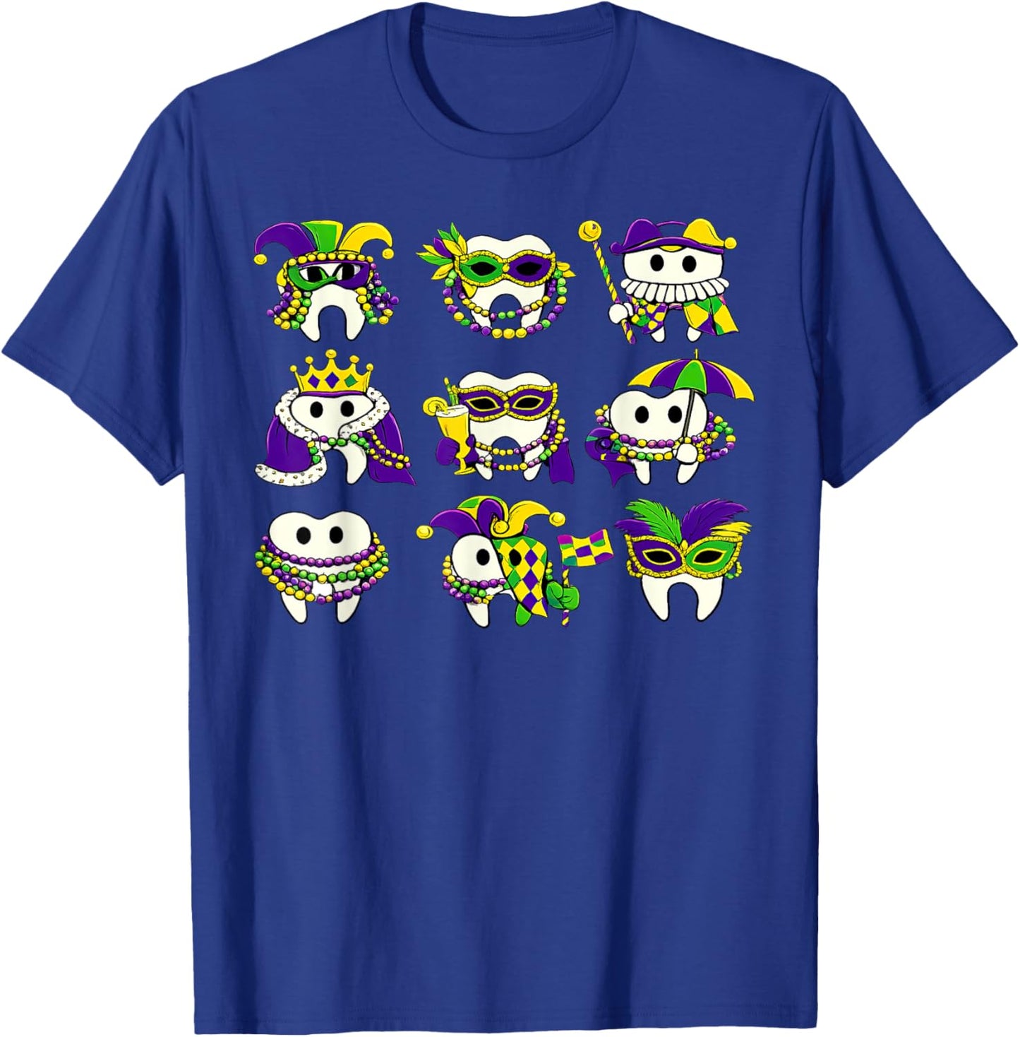 Dental Hygienist Mardi Gras Tooth New Orleans Dentist Squad T-Shirt - T-Shirt | Royal