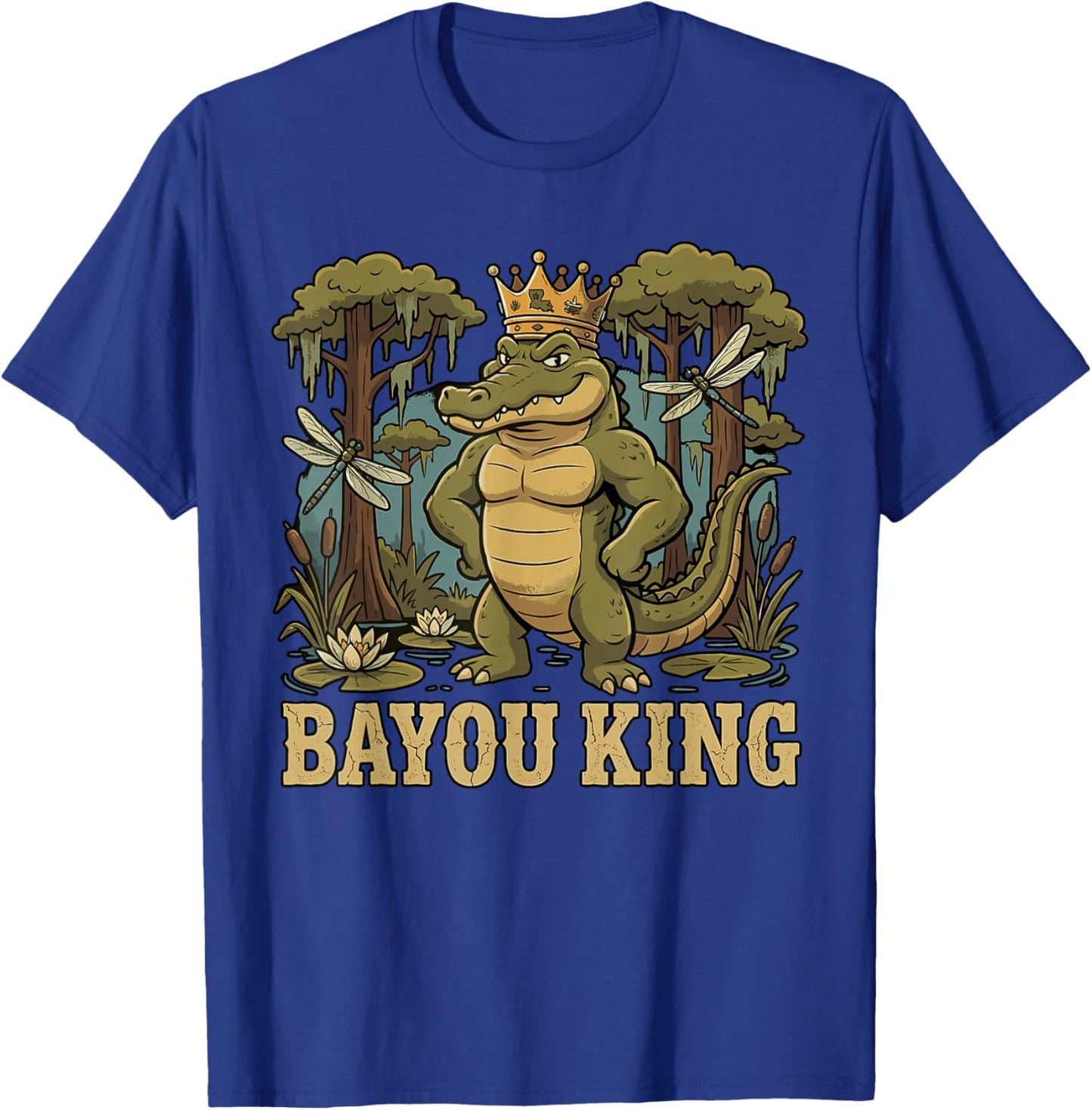 Bayou King Louisiana Alligator Retro Wildlife Travel Cajun T-Shirt - T-Shirt | Royal