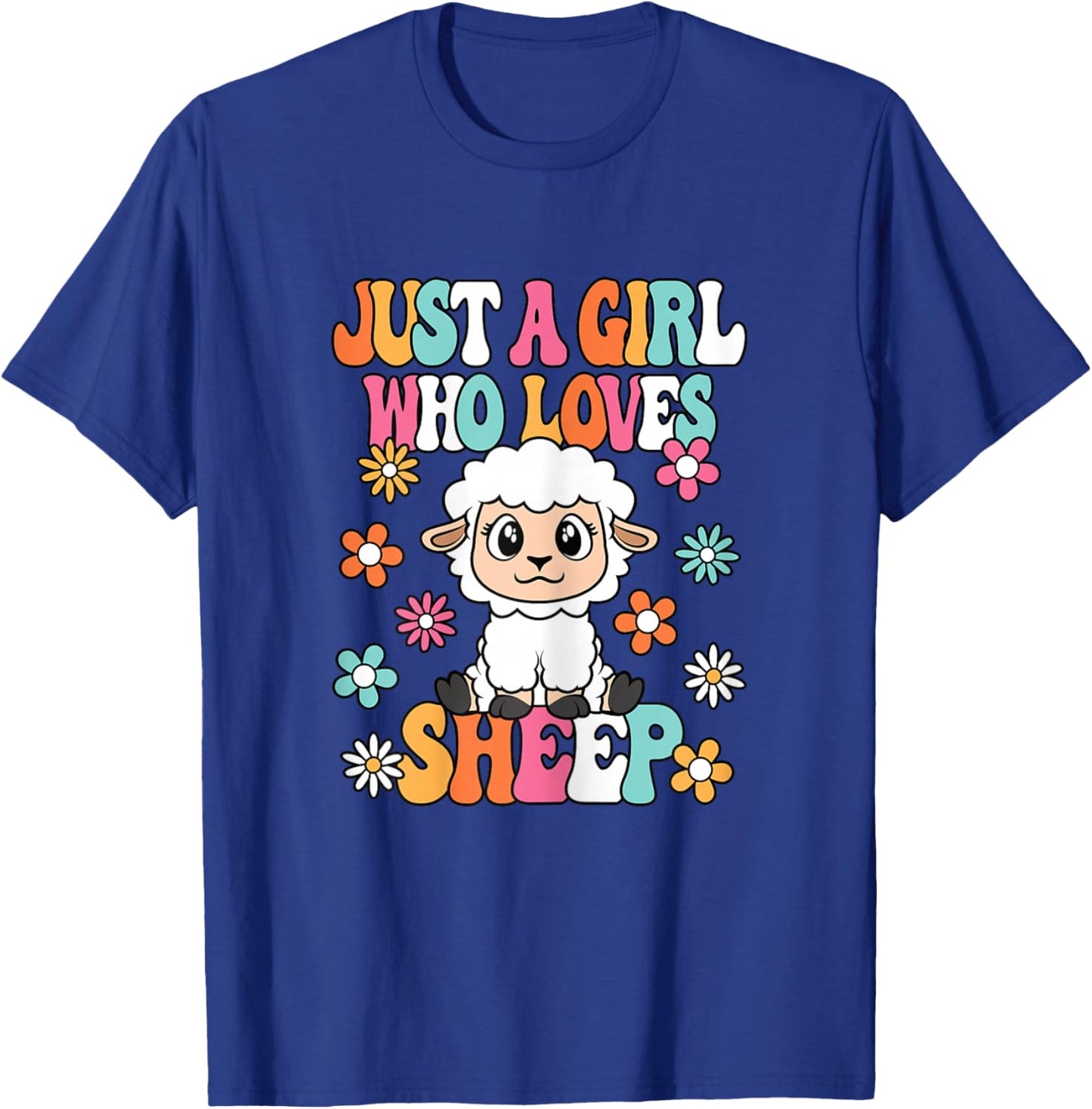 Just A Girl Who Loves Sheep Cute Groovy Sheep Kids T-Shirt - T-Shirt | Royal