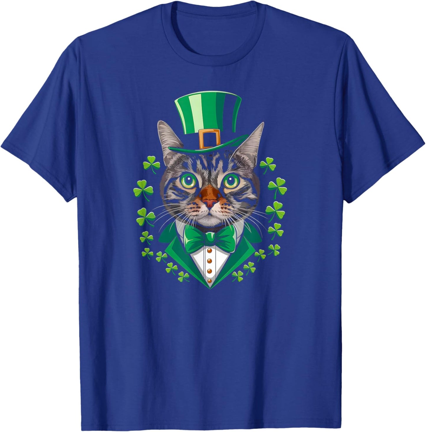 Cat St Patricks Day Irish Shamrock Kitty Kitten Cat Lover T-Shirt - T-Shirt | Royal