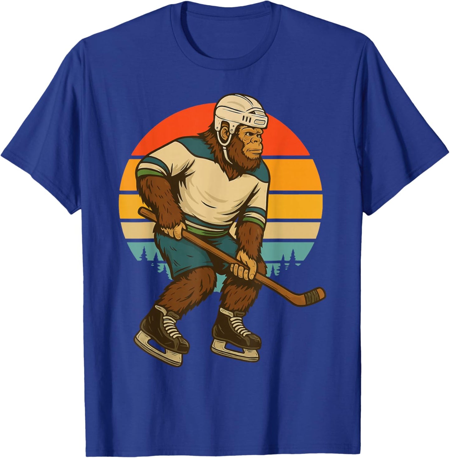 Bigfoot Ice Hockey Retro T-Shirt - T-Shirt | Royal