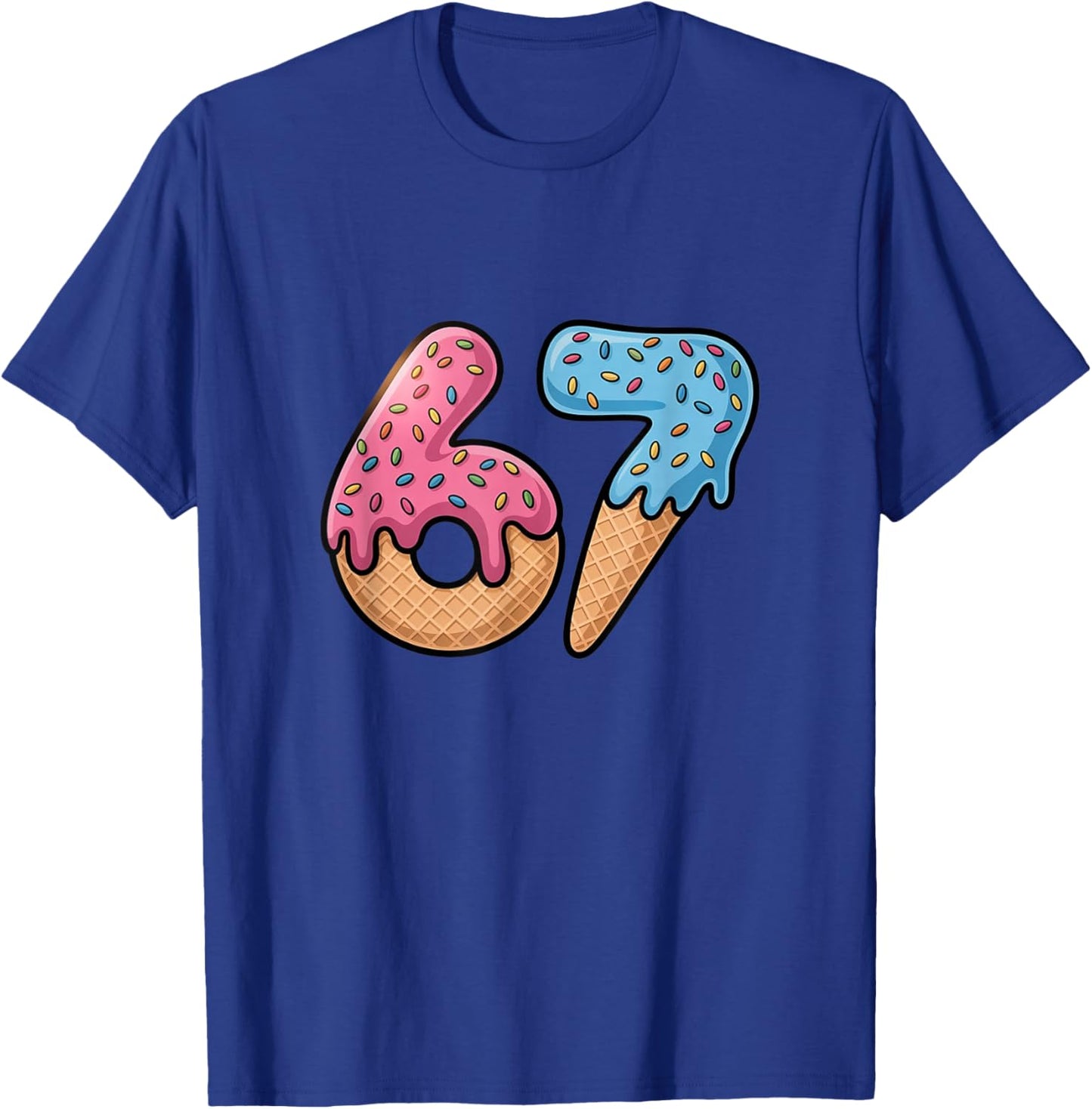 Six Seven Ice Cream Drip Cool Meme 67 Funny Number T-Shirt - T-Shirt | Royal