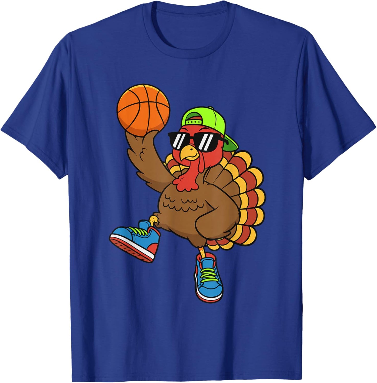 Funny Thanksgiving Turkey Basketball Player Fall for Boys T-Shirt - T-Shirt | Royal