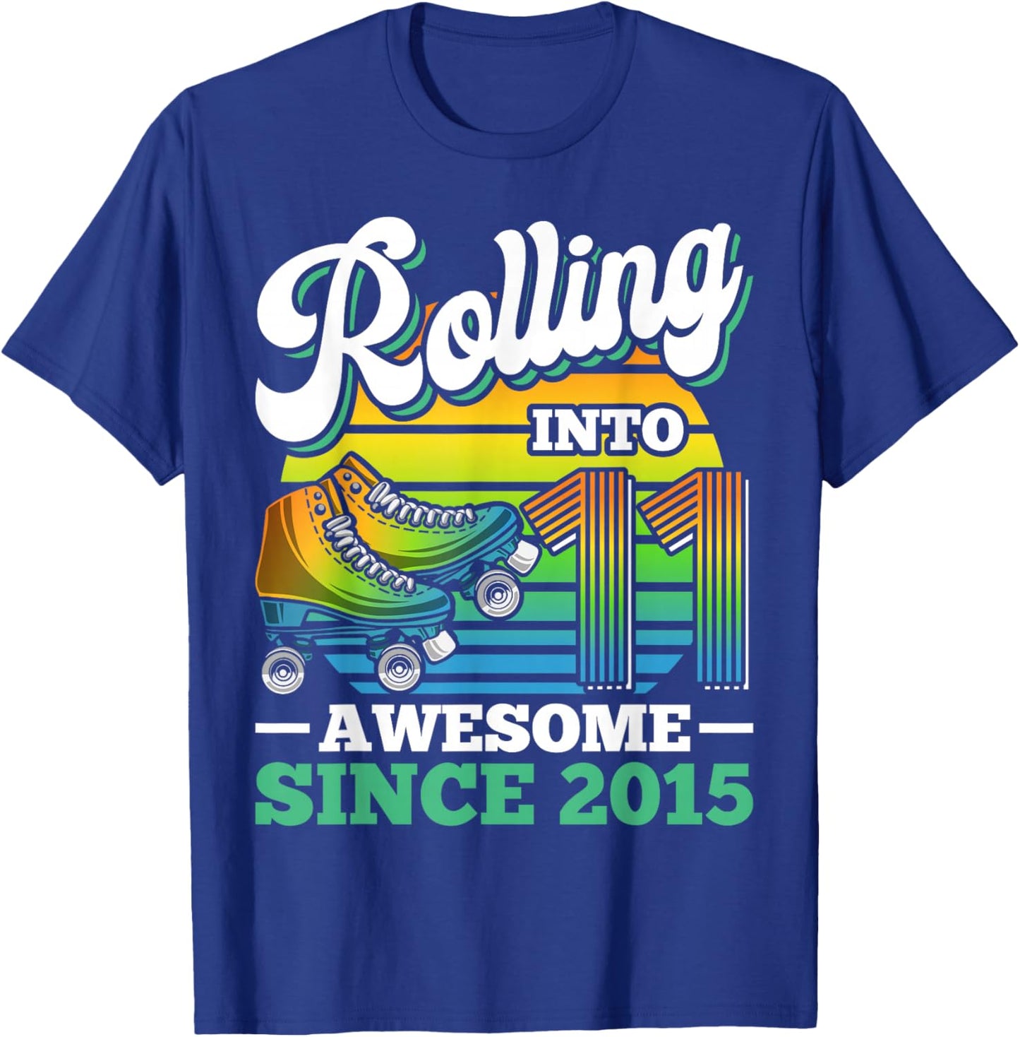 Rolling Into 11 Roller Skating Birthday Party 11th Birthday T-Shirt - T-Shirt | Royal