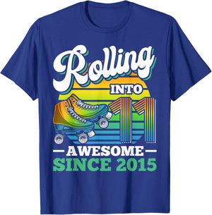 Rolling Into 11 Roller Skating Birthday Party 11th Birthday T-Shirt - T-Shirt | Royal
