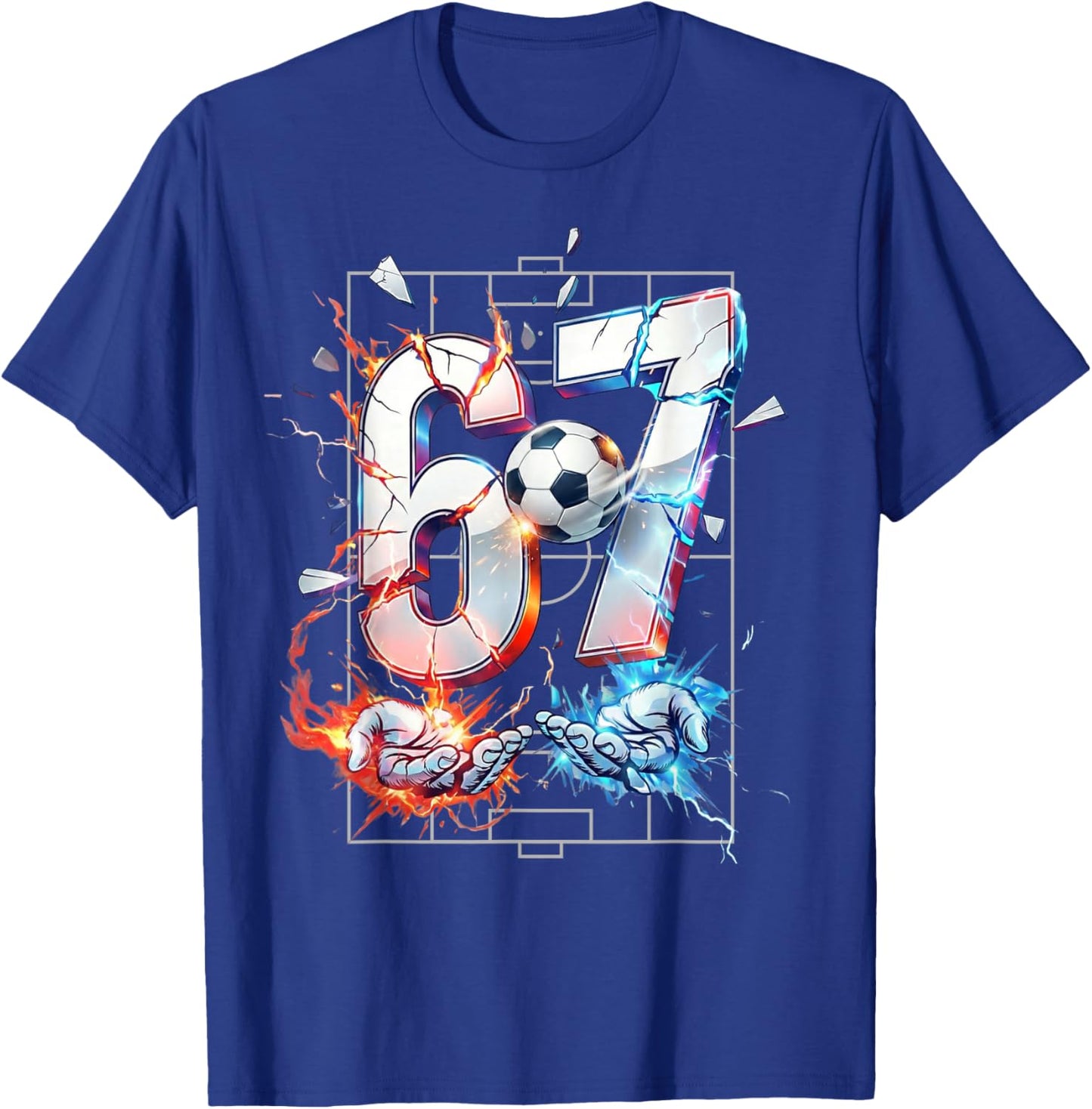 67 Soccer Six Seven Soccer 6 7 Kids Boys Girls Funny T-Shirt - T-Shirt | Royal