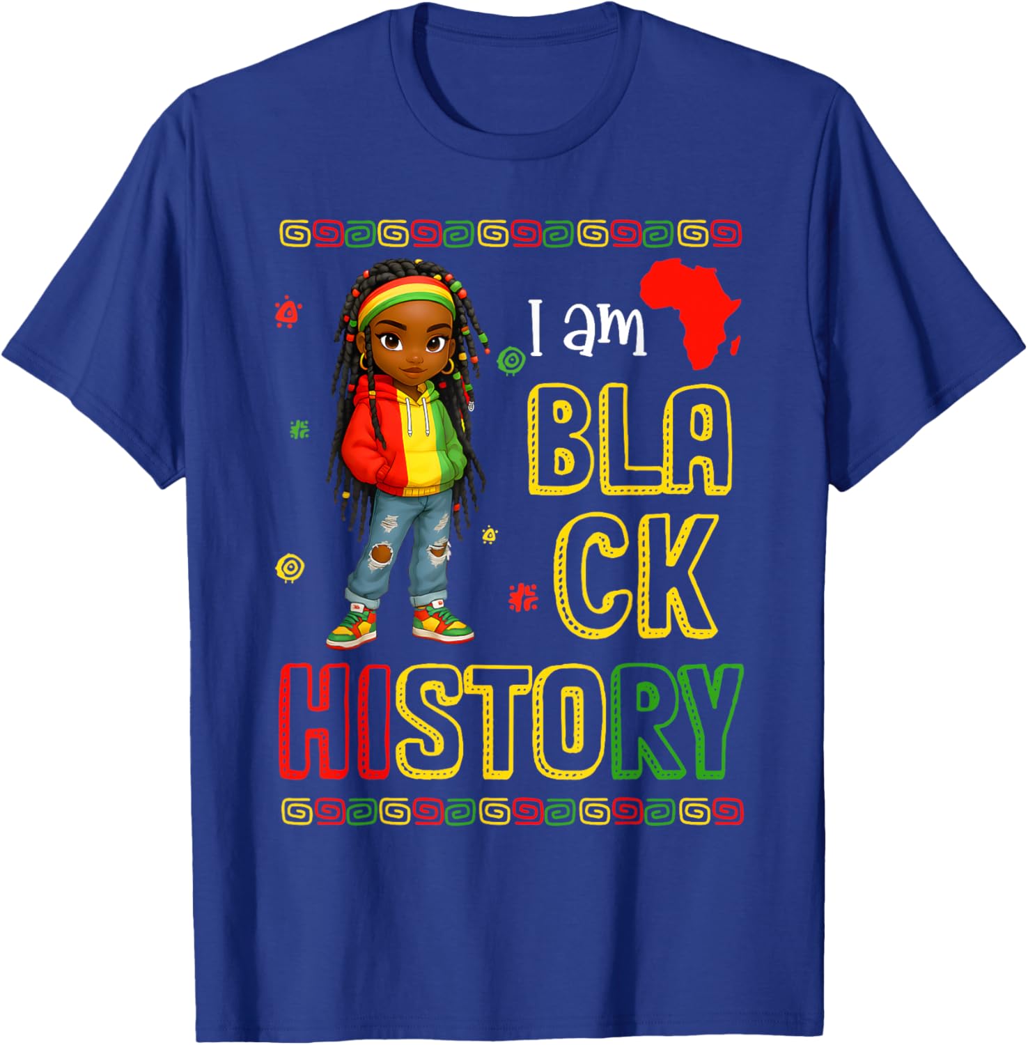 I Am Black History Month African American Black Girl Kid T-Shirt - T-Shirt | Royal