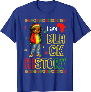 I Am Black History Month African American Black Girl Kid T-Shirt - T-Shirt | Royal