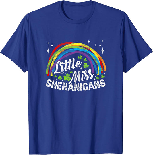 St Patricks Day Little-Miss Shenanigans Rainbow Girls Kids T-Shirt - T-Shirt | Royal
