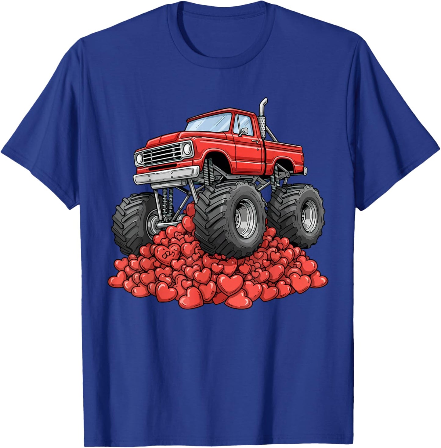 Funny Monster Truck Valentines Day Hearts Toddler Boys Kids T-Shirt - T-Shirt | Royal