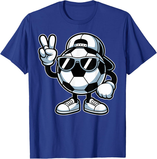 Soccer Ball with Sunglasses Funny Boys Men Soccer Lover T-Shirt - T-Shirt | Royal
