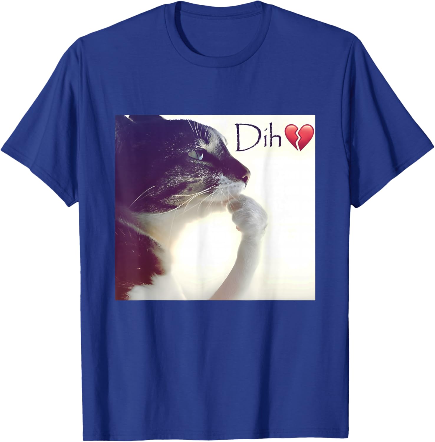 Dih Funny Thinking cat Meme Silly brainrot Kitten T-Shirt - T-Shirt | Royal