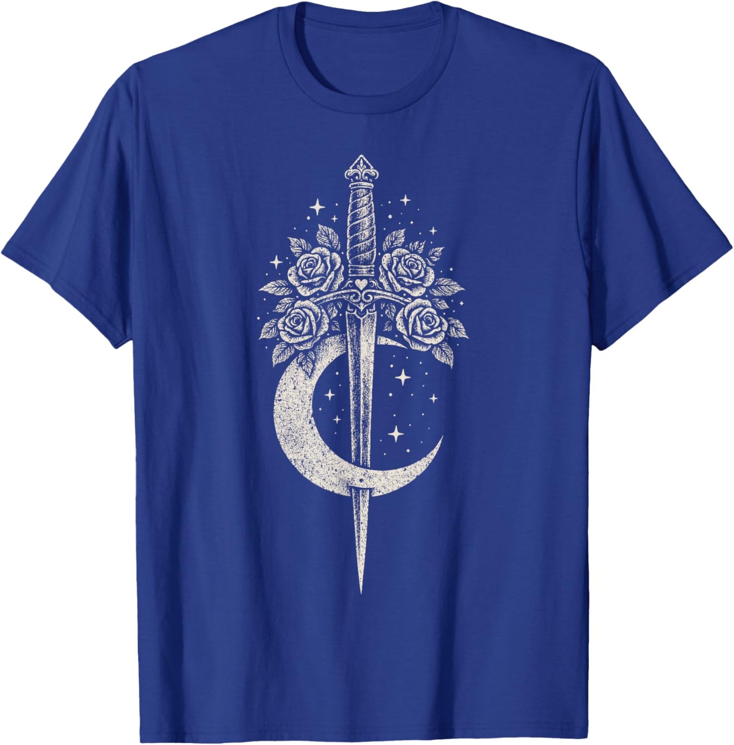 Sword Flowers Moon Romantic Goth Grunge Y2K Alt Aesthetic T-Shirt - T-Shirt | Royal