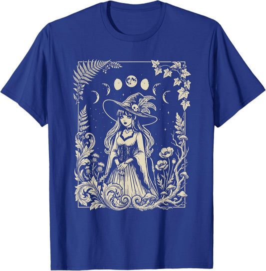 Goth Witch Moon Phase Floral Occult Cottagecore Gothic Art T-Shirt - T-Shirt | Royal