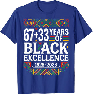 67 33 Years of Black Excellence Centennial 100 Years Africa T-Shirt - T-Shirt | Royal