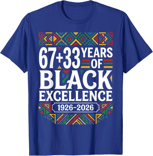 67 33 Years of Black Excellence Centennial 100 Years Africa T-Shirt - T-Shirt | Royal