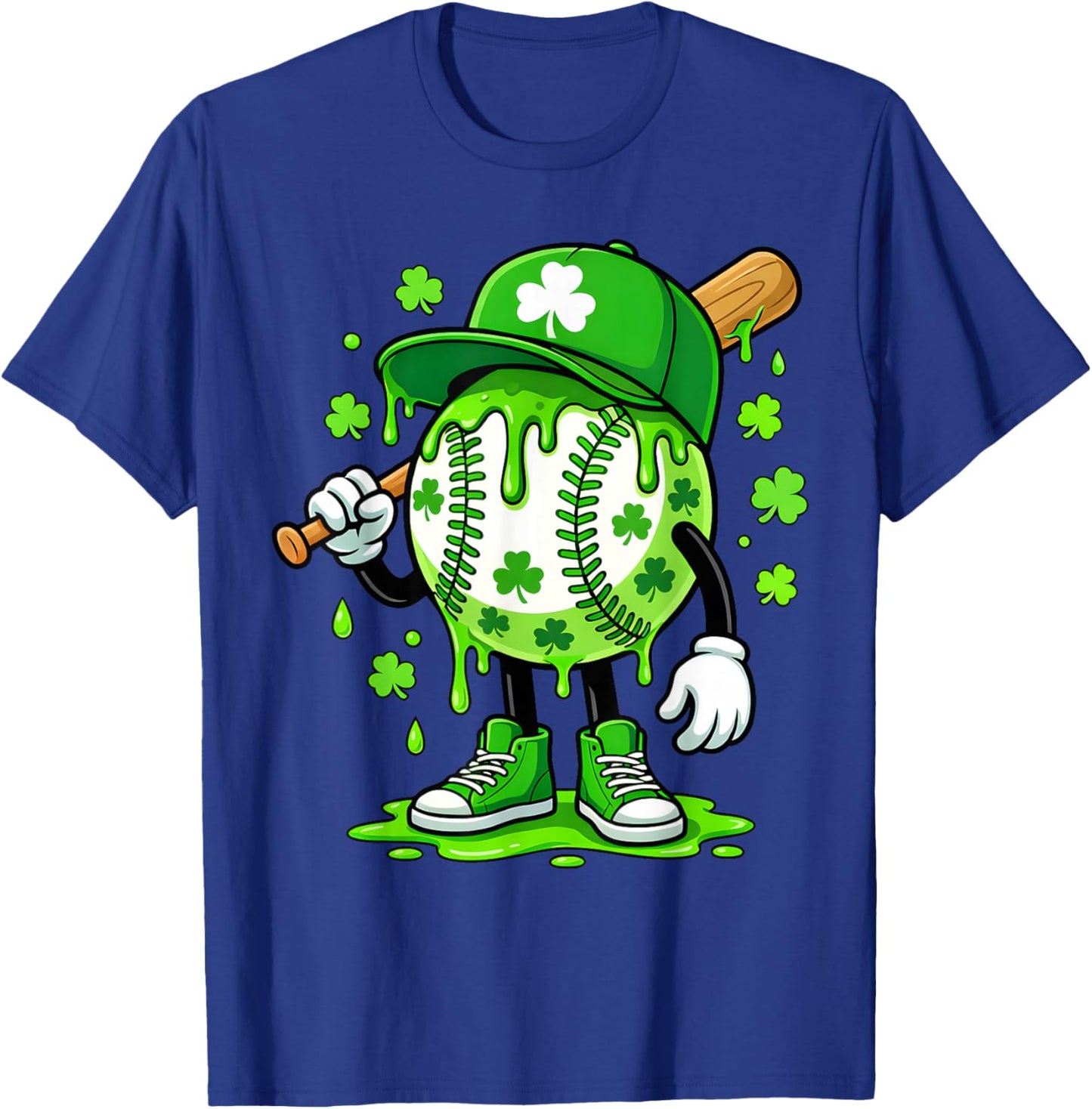 St Patricks Day Shamrock Baseball Drip Icecream Irish Boys T-Shirt - T-Shirt | Royal