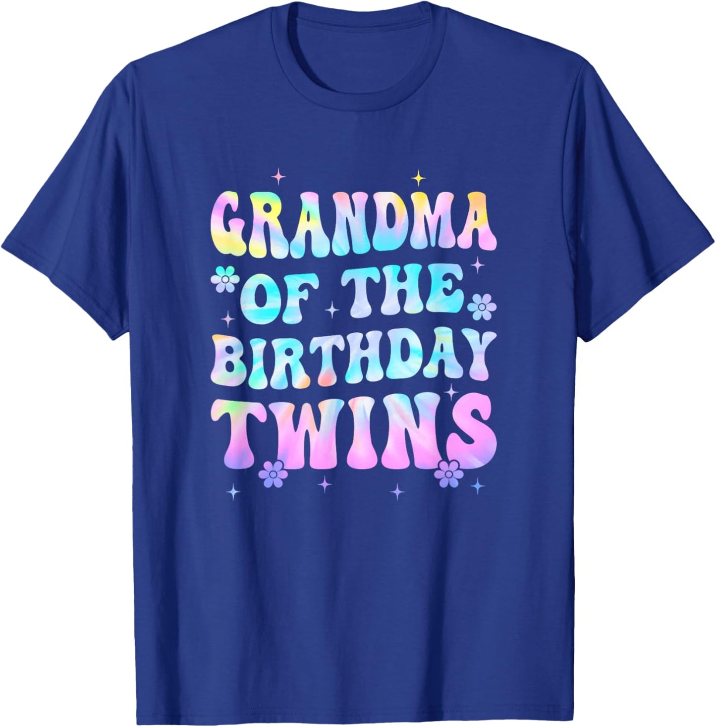 Grandma of The Birthday Twins Girls Kids Party Retro Bday T-Shirt - T-Shirt | Royal
