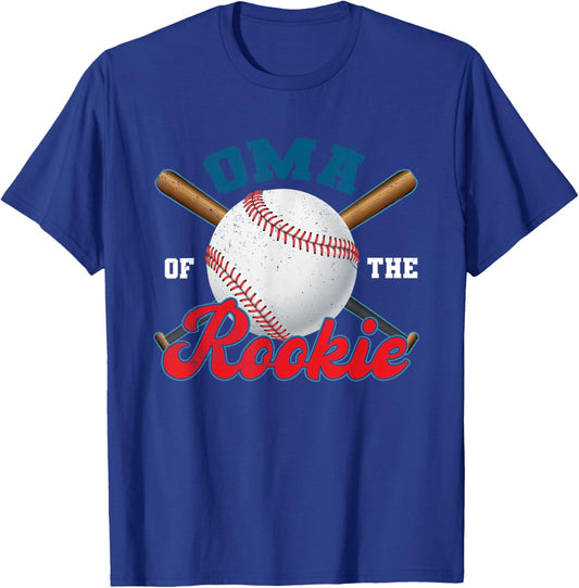 Oma Rookie of Year 1st Birthday Baseball Theme Matching T-Shirt - T-Shirt | Royal