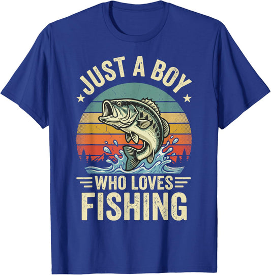 Just A Boy Who Loves Fishing T-Shirt - T-Shirt | Royal