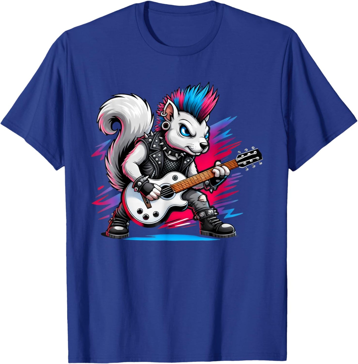 Cute Punk Squirrel, Rock'n Roll Goth, Guitar Kids Rock Star T-Shirt - T-Shirt | Royal