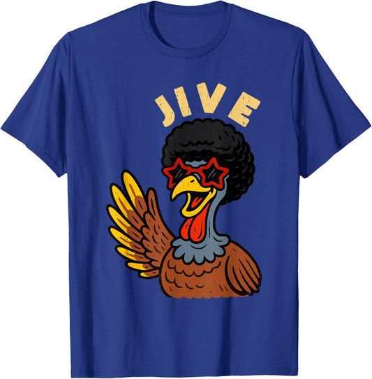 Retro Jive Turkey Funny Thanksgiving Funky Disco 70s Vibes T-Shirt - T-Shirt | Royal