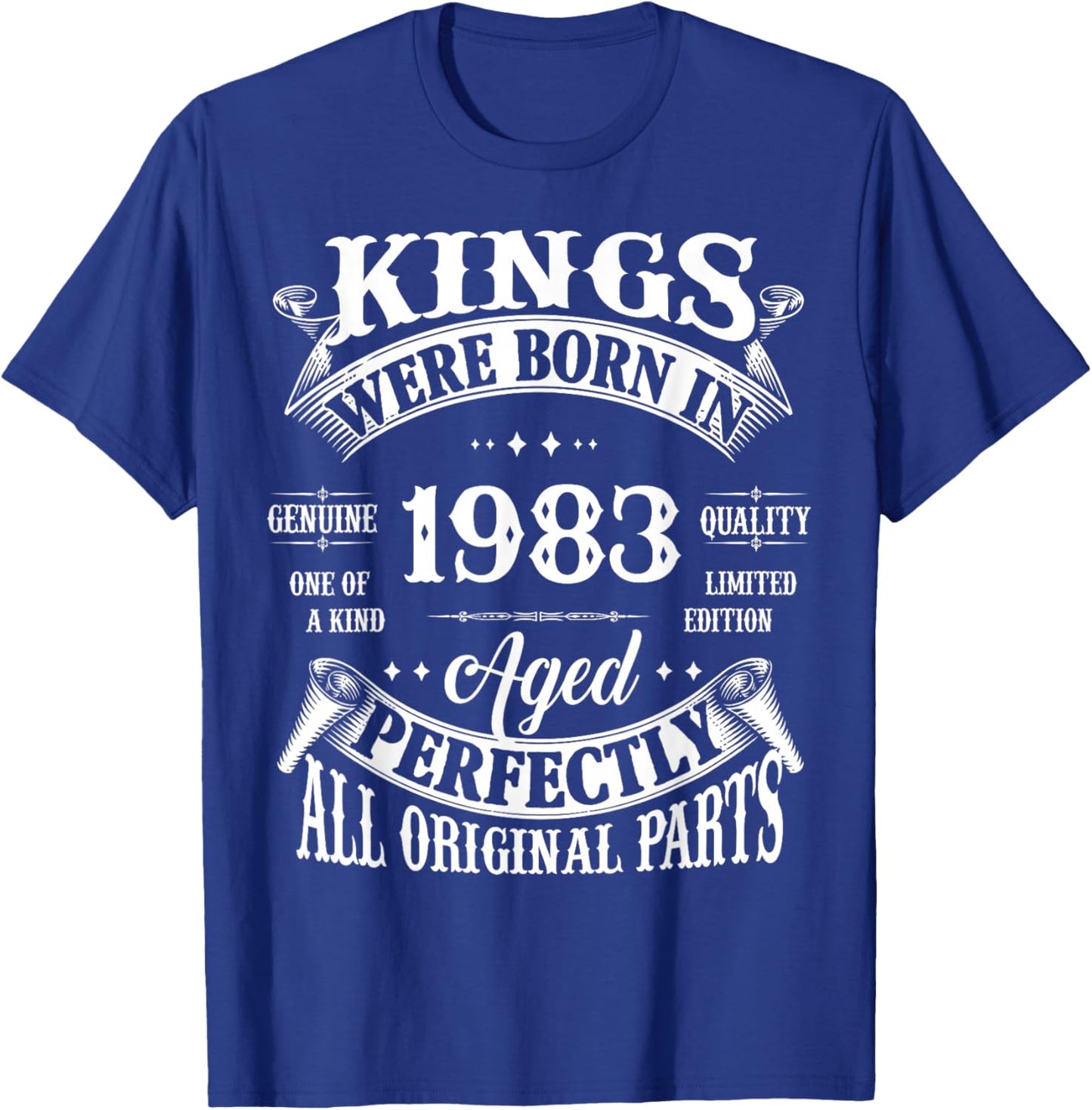 43rd Birthday Gift Vintage Kings Born in 1983 43 Years Old T-Shirt - T-Shirt | Royal