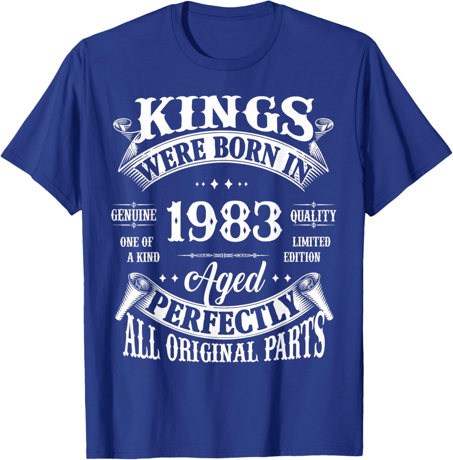 43rd Birthday Gift Vintage Kings Born in 1983 43 Years Old T-Shirt - T-Shirt | Royal