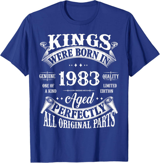 43rd Birthday Gift Vintage Kings Born in 1983 43 Years Old T-Shirt - T-Shirt | Royal