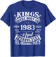43rd Birthday Gift Vintage Kings Born in 1983 43 Years Old T-Shirt - T-Shirt | Royal