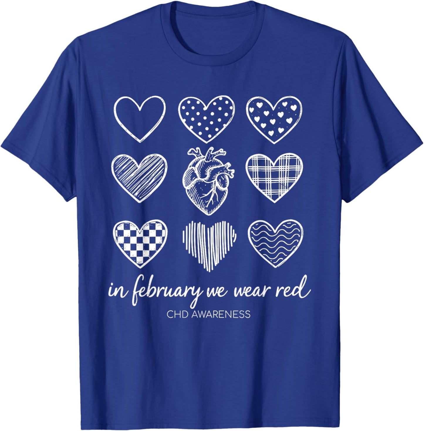 in February We Wear Red Kids Heart Disease Month T-Shirt - T-Shirt | Royal