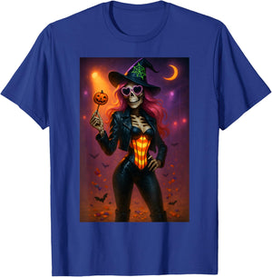 Skeleton Witch Halloween T-Shirt - T-Shirt | Royal