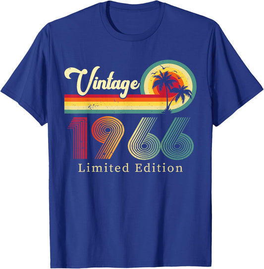 Vintage 1966 Classic 60th Birthday Retro Turnin 60 Years Old T-Shirt - T-Shirt | Royal
