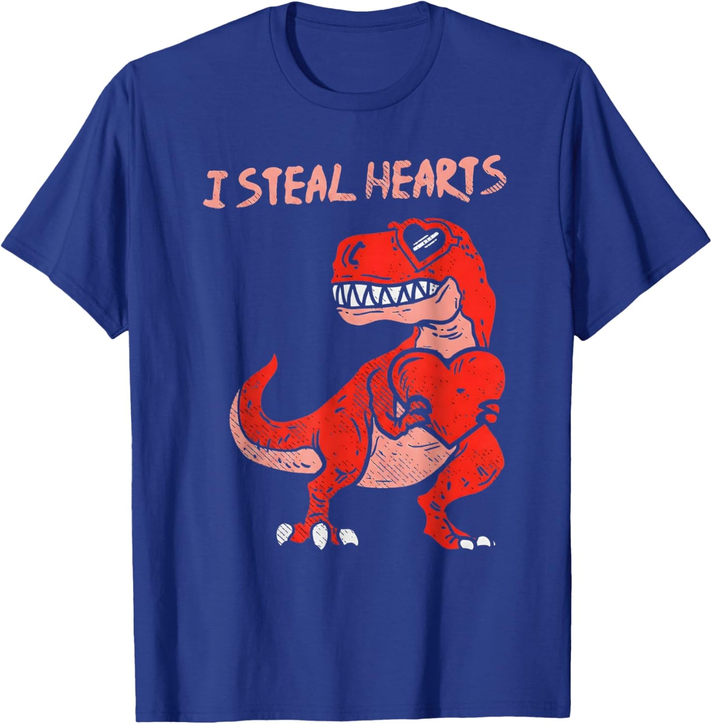 I Steal Hearts Dinosaur Trex Dino Love Valentines T-Shirt - T-Shirt | Royal