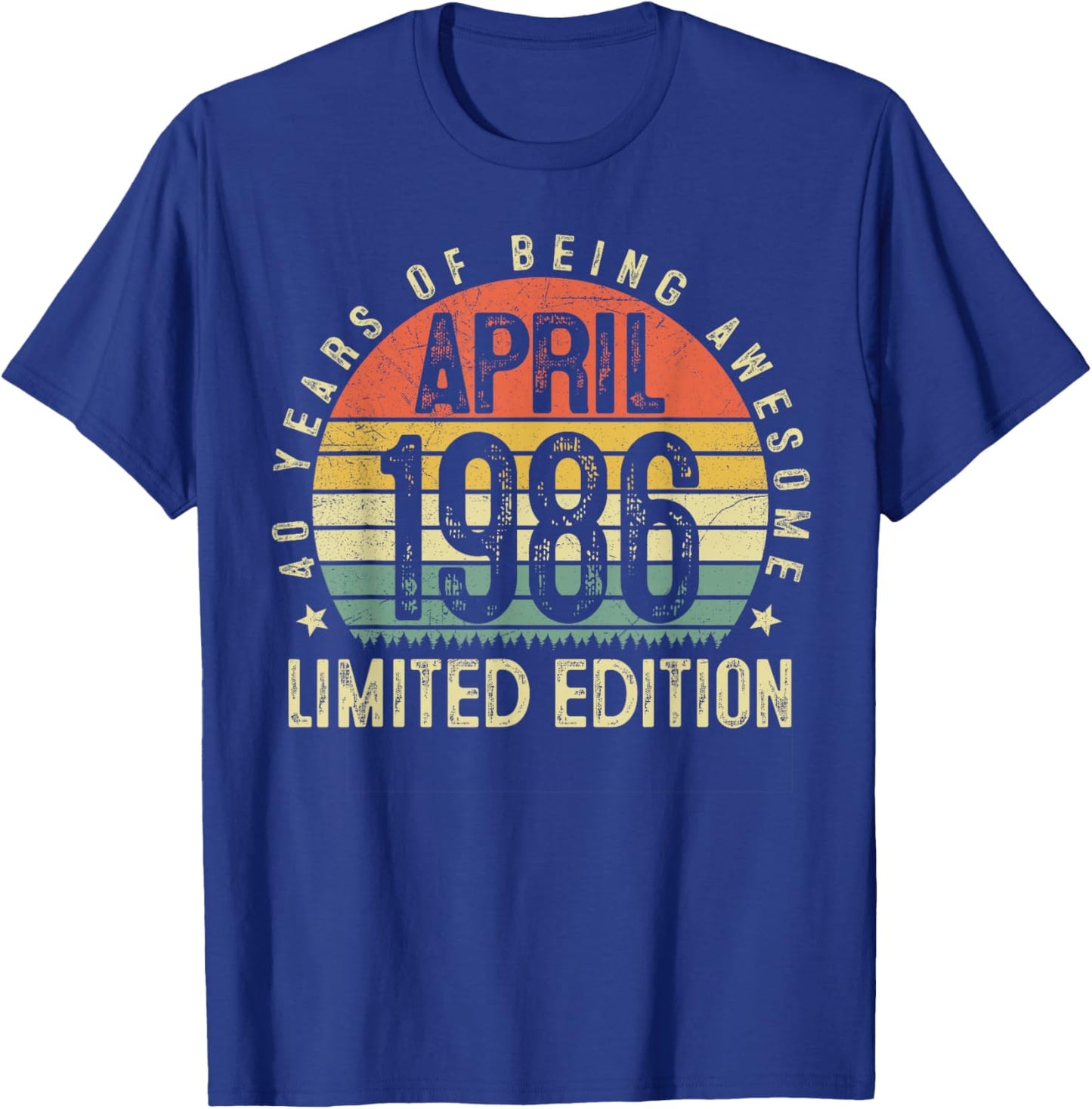 40 Year Old Vintage April 1986 Retro 40th Birthday Men Him T-Shirt - T-Shirt | Royal