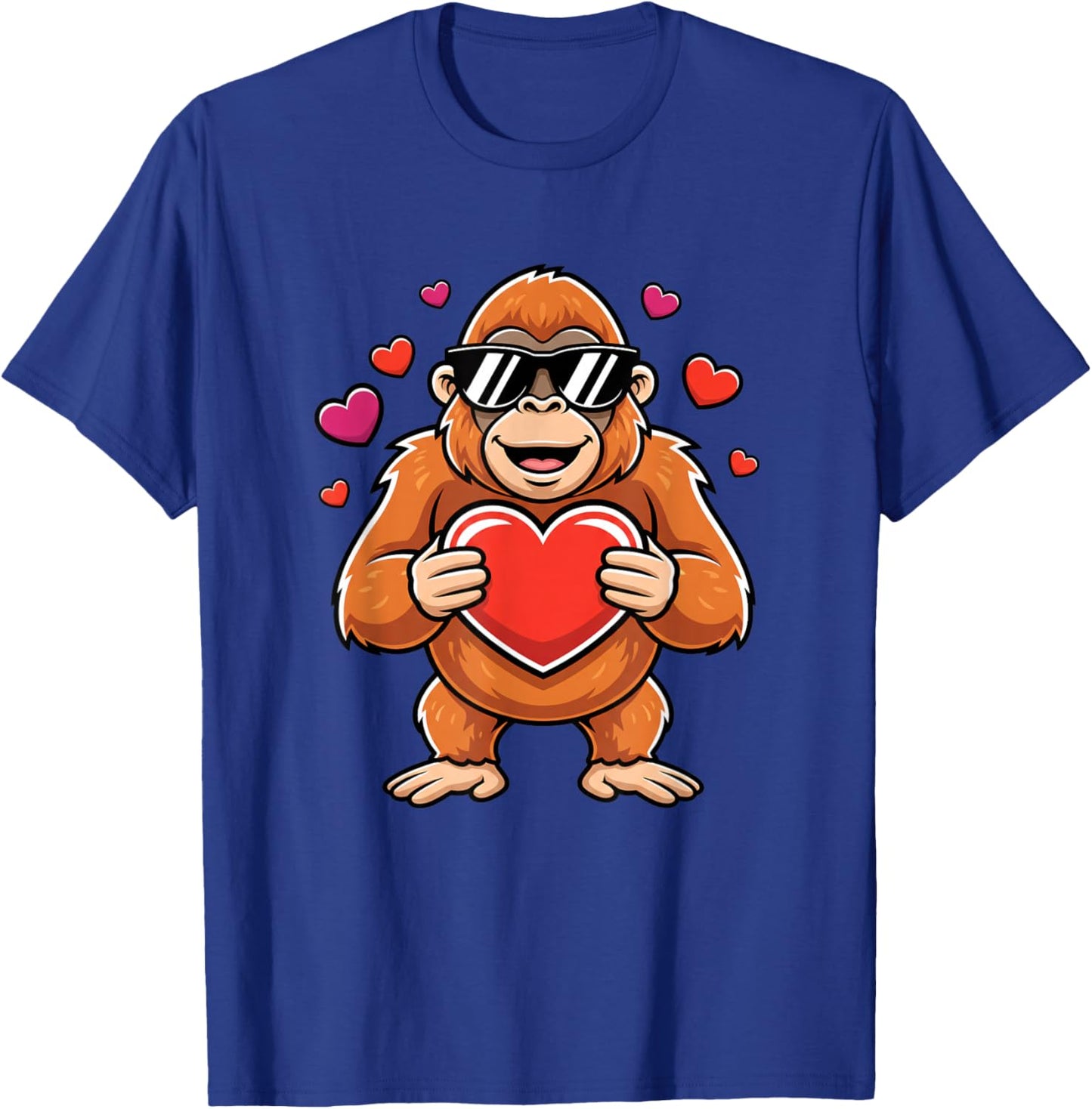 Cool Gorilla Holding Heart Valentine Ape Kids Boys Cute Love T-Shirt - T-Shirt | Royal