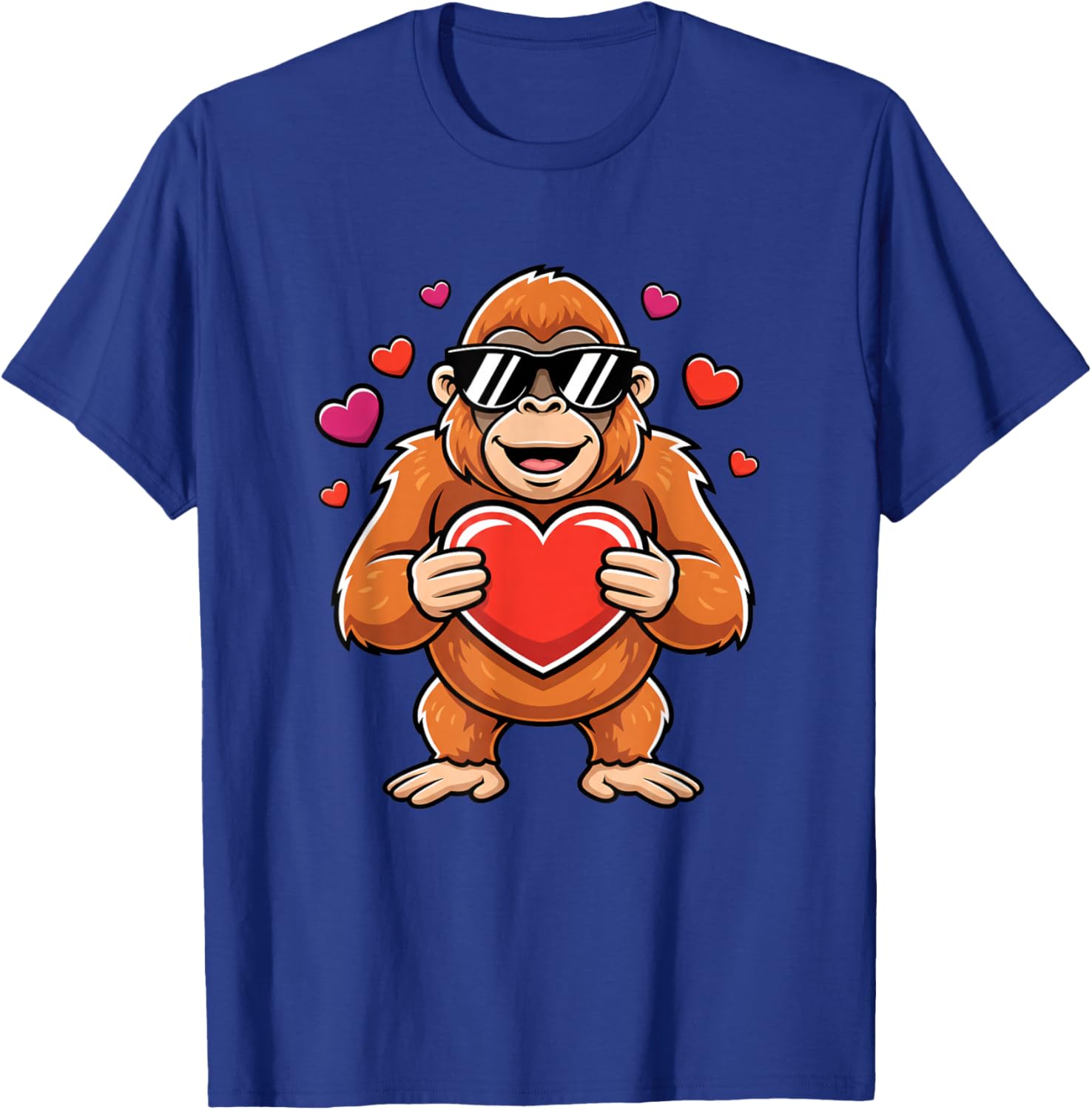 Cool Gorilla Holding Heart Valentine Ape Kids Boys Cute Love T-Shirt - T-Shirt | Royal