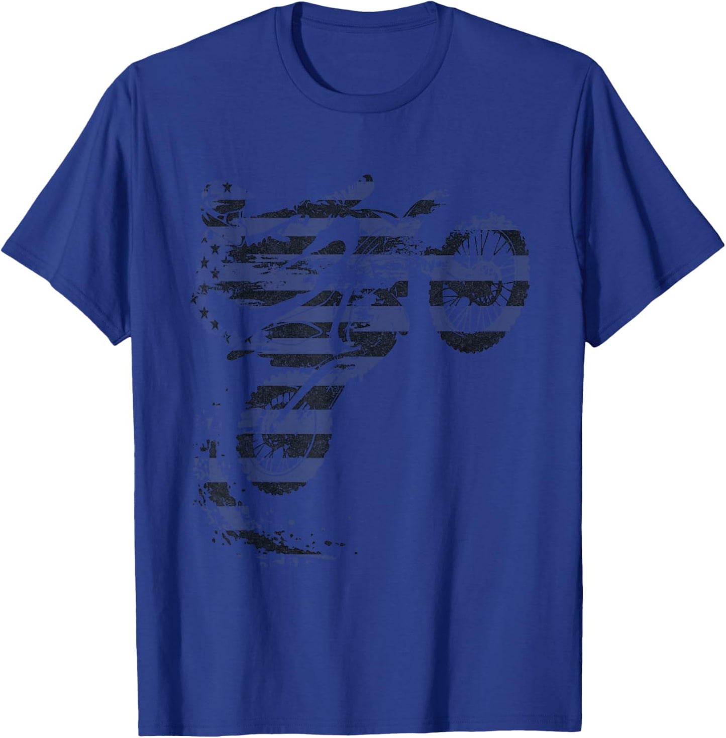 Dirt Bike American Flag Backflip Motocross Enduro T-Shirt - T-Shirt | Royal