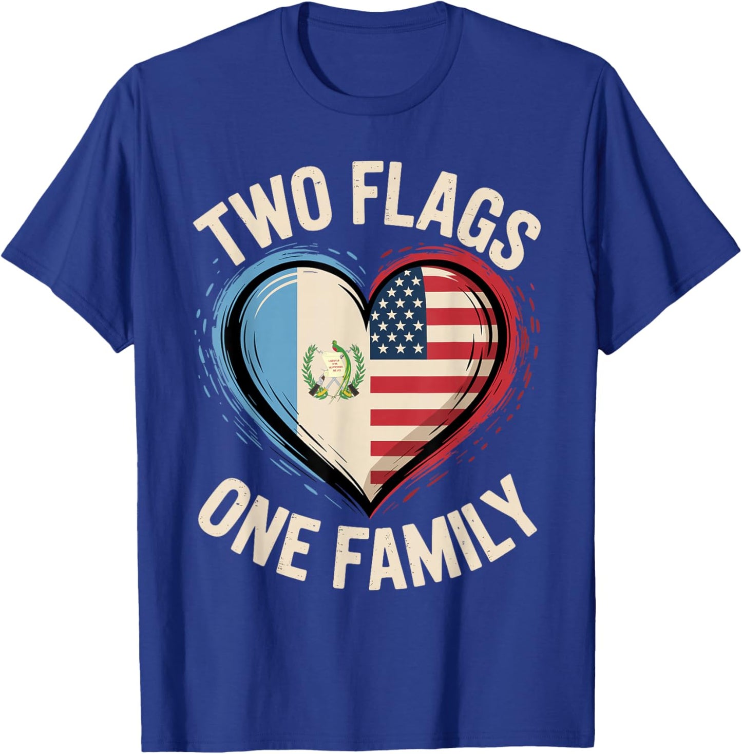 Two Flags One Family American Guatemalan USA America T-Shirt - T-Shirt | Royal
