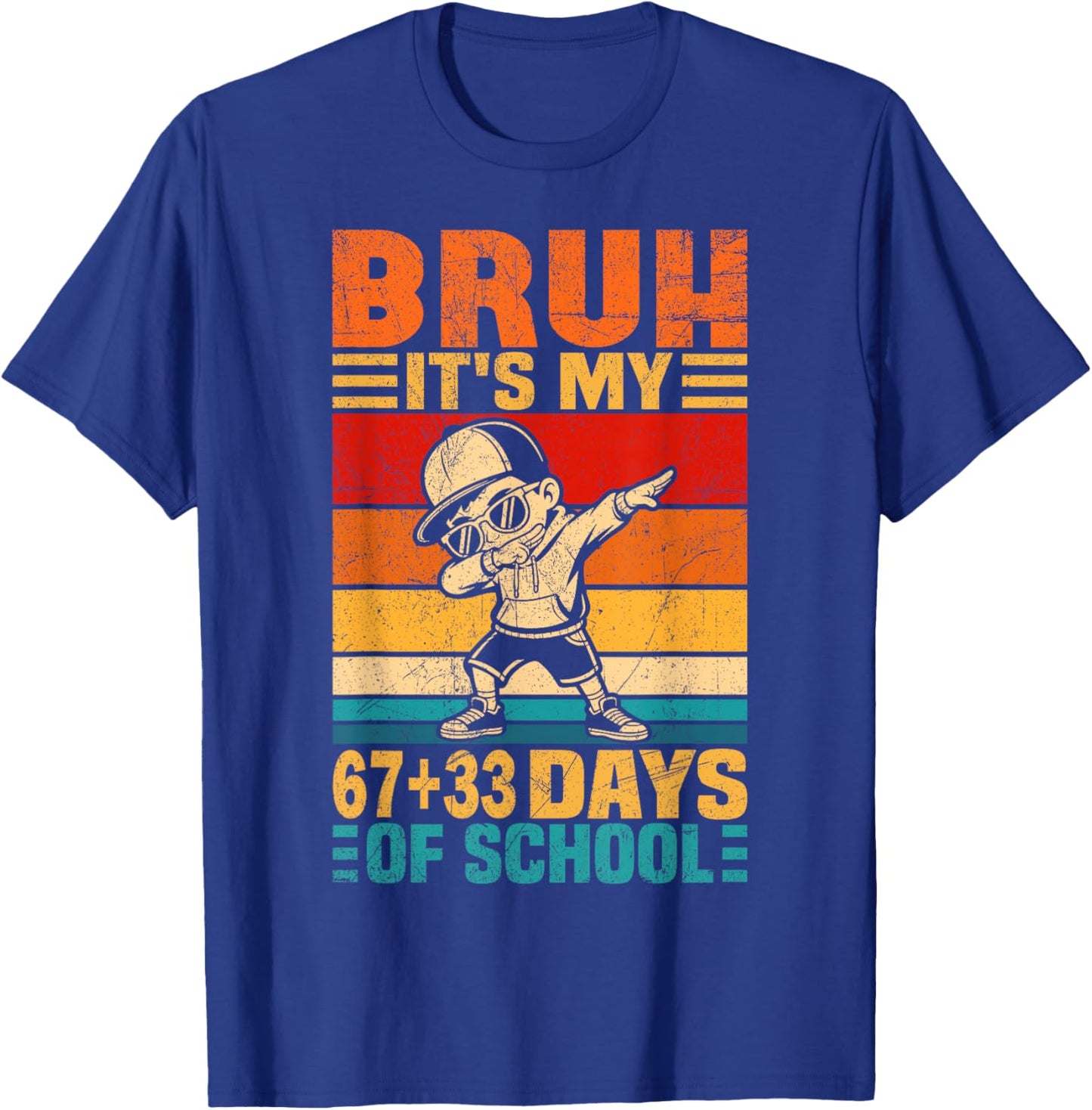 100 Days of School Boys Kids Bruh 67 33 100th Day of School T-Shirt - T-Shirt | Royal