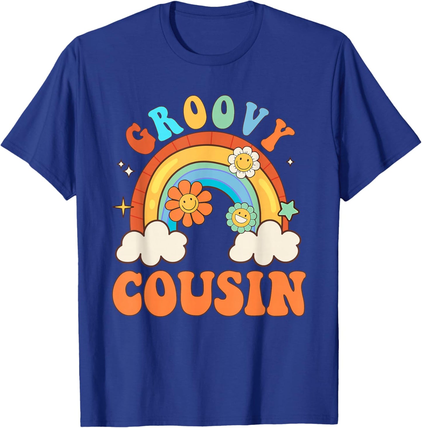 Groovy Cousin Retro Flower Rainbow Matching Family T-Shirt - T-Shirt | Royal