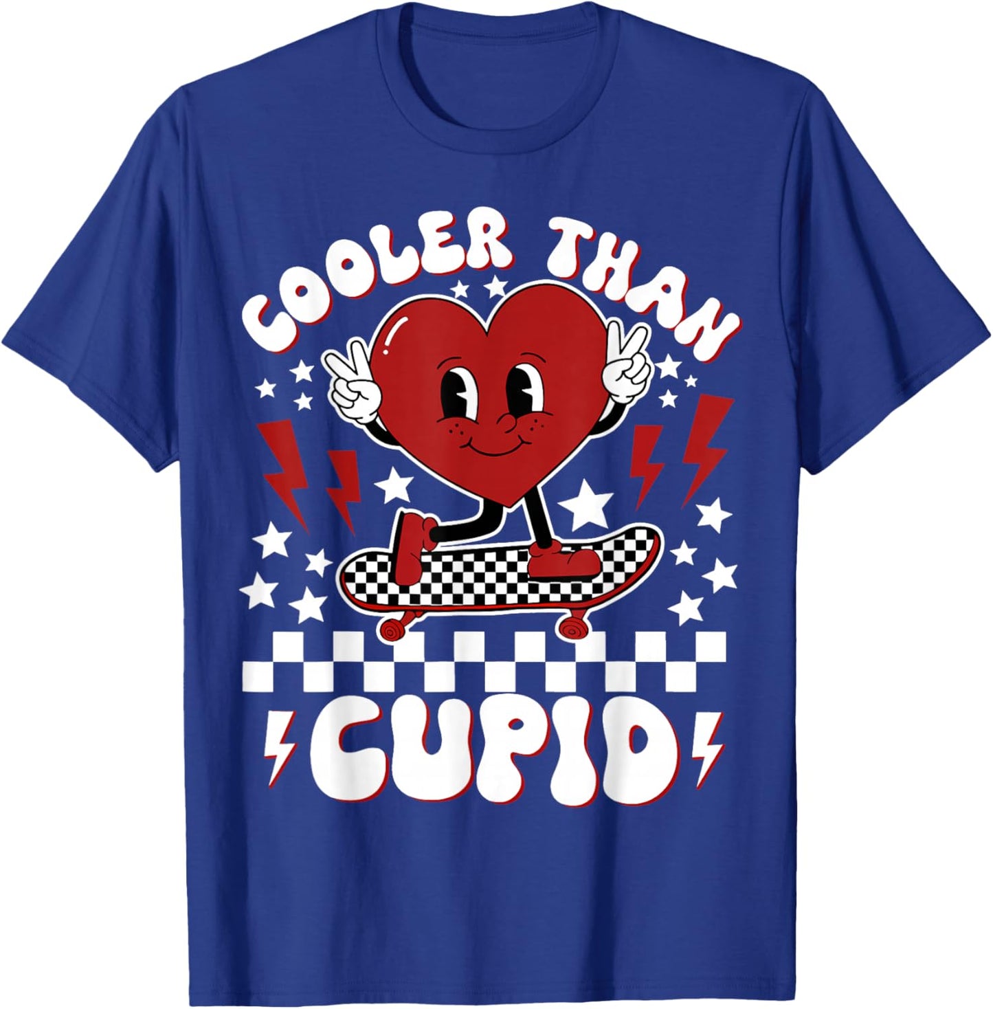 Cooler Than Cupid Heart Boy Checkered Toddler Kids T-Shirt - T-Shirt | Royal